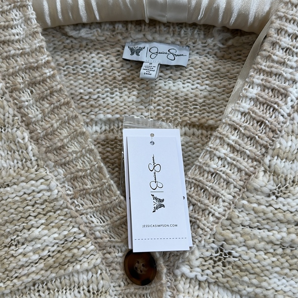 Jessica Simpson Amina Western Fringe Cardigan Size Small Color Oatmeal - Picture 2 of 6